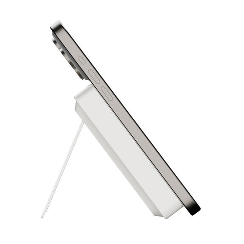 Momax IP132HKW 1-Power X Pro+ 20W 10,000mAh Magnetic Wireless Battery Pack with Built-In USB-C Cable (White)