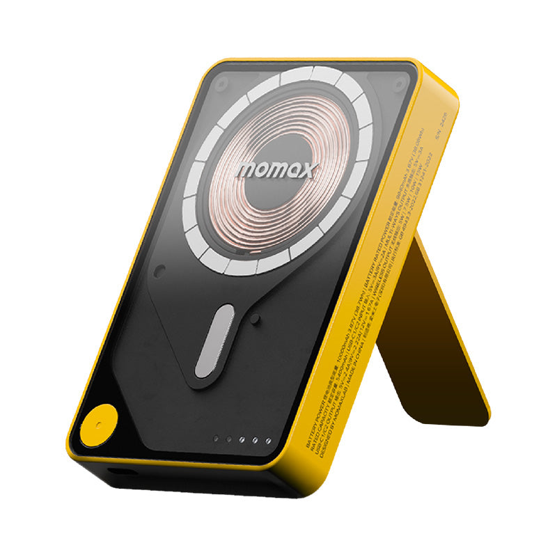 Momax IP132HKY 1-Power X Pro+ 20W 10,000mAh Magnetic Wireless Battery Pack with Built-In USB-C Cable (Yellow)