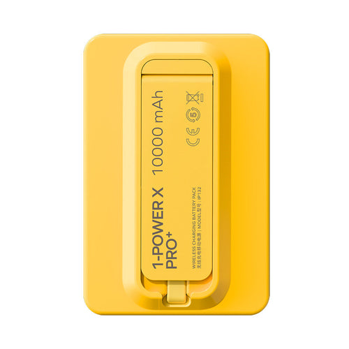 Momax IP132HKY 1-Power X Pro+ 20W 10,000mAh Magnetic Wireless Battery Pack with Built-In USB-C Cable (Yellow)