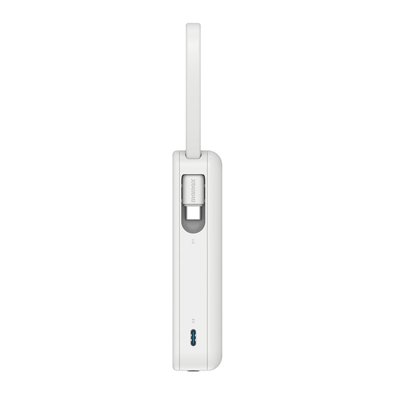 Momax IP138MFIW 1-Power Vital+ 10000mAh Battery Pack with Dual Built-in USB-C & Lightning Cable (White)