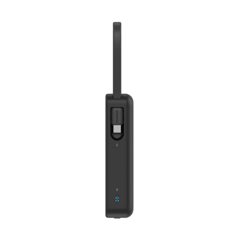 Momax IP138D 1-Power Vital+ 10000mAh Battery Pack with Dual Built-in USB-C Cable (Black)