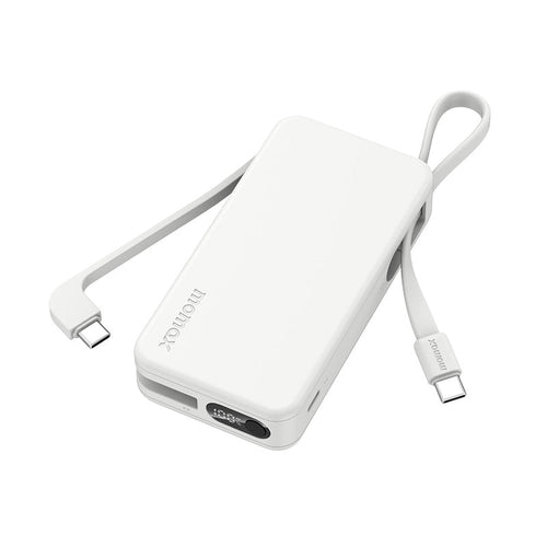 Momax IP138W 1-Power Vital+ 10000mAh Battery Pack with Dual Built-in USB-C Cable (White)