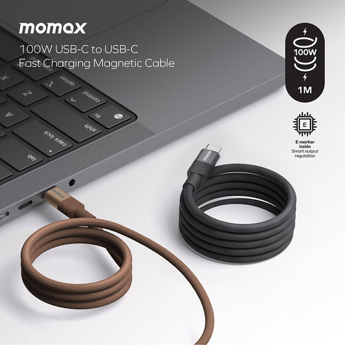 Momax DC52L2 Mag.Link USB-C to USB-C Magnetic Cable 100W (1M) - Sandstone