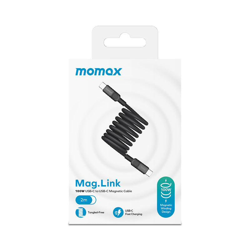 Momax DC62D Mag.Link USB-C to USB-C Magnetic Cable 100W (1M) - Black