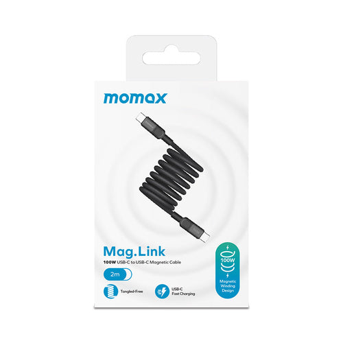 Momax DC62D Mag.Link USB-C to USB-C Magnetic Cable 100W (1M) - Black