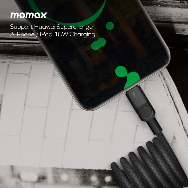 Momax DA57D USB-A to USB-C Magnetic Cable 66W (1M) - Black