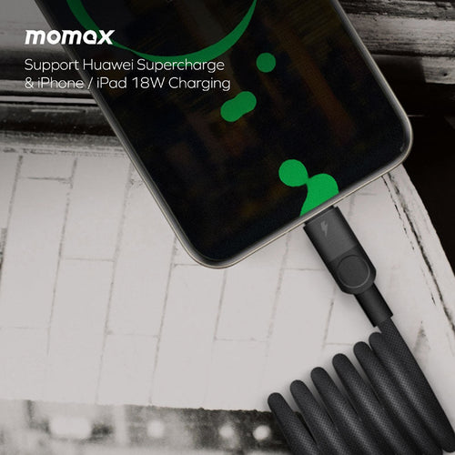 Momax DA57D USB-A to USB-C Magnetic Cable 66W (1M) - Black