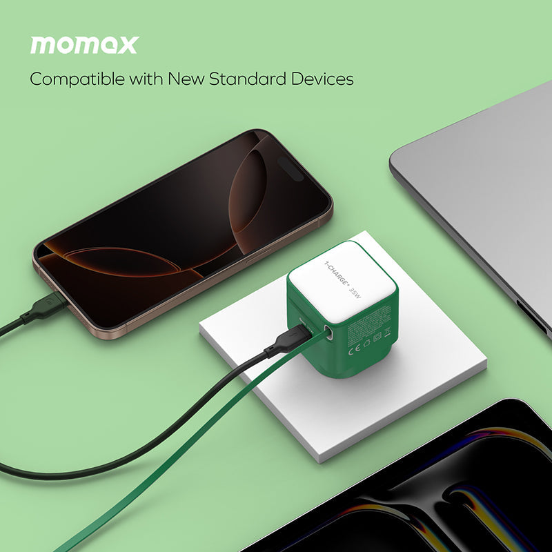 Momax UM72UKD 1-Charge+ 35W 1-Port GaN Charger with Retractable USB-C Cable - Black