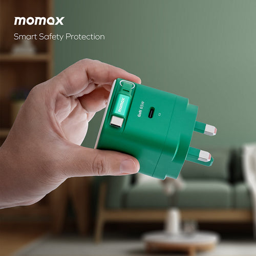 Momax UM76UKM 1-Charge+ 65W 1-Port GaN Charger with Retractable USB-C Cable - Orange