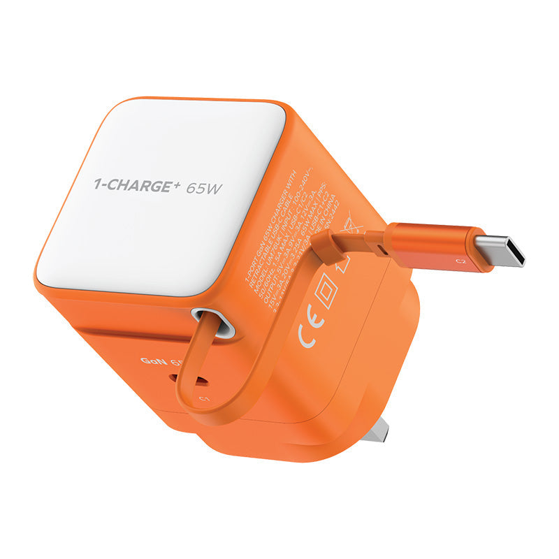 Momax UM76UKM 1-Charge+ 65W 1-Port GaN Charger with Retractable