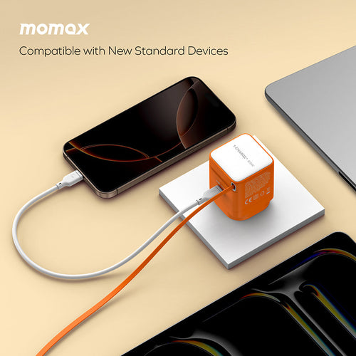Momax UM76UKM 1-Charge+ 65W 1-Port GaN Charger with Retractable USB-C Cable - Orange