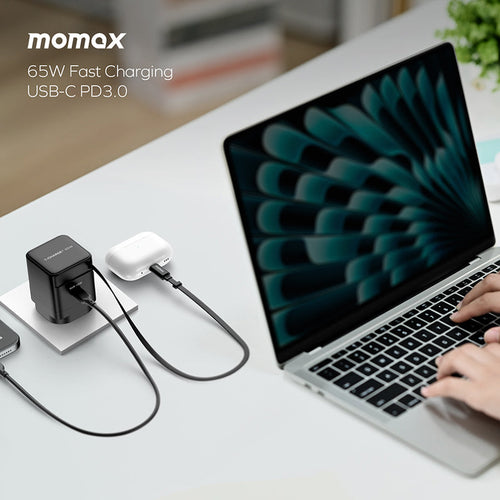 Momax UM76UKM 1-Charge+ 65W 1-Port GaN Charger with Retractable USB-C Cable - Orange