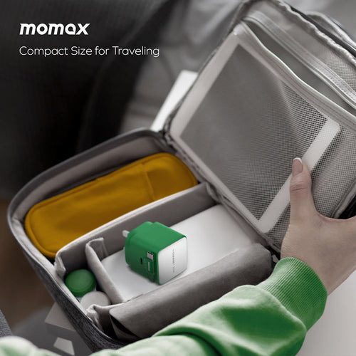 Momax UM72UKG 1-Charge+ 35W 1-Port GaN Charger with Retractable USB-C Cable - Green