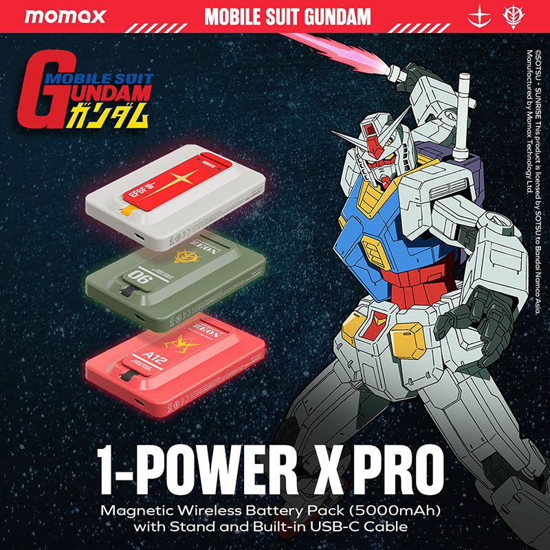 Momax IP131GDR 1-Power X Pro 20W 5,000mAh Magnetic Wireless Power Bank with Built-in USB-C Cable - MS-06S Chars Zaku II