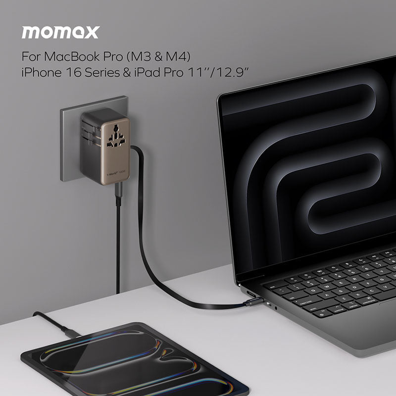 Momax UA25L 1-World2+ 100W 4-Port Dual AC Travel Adapter with