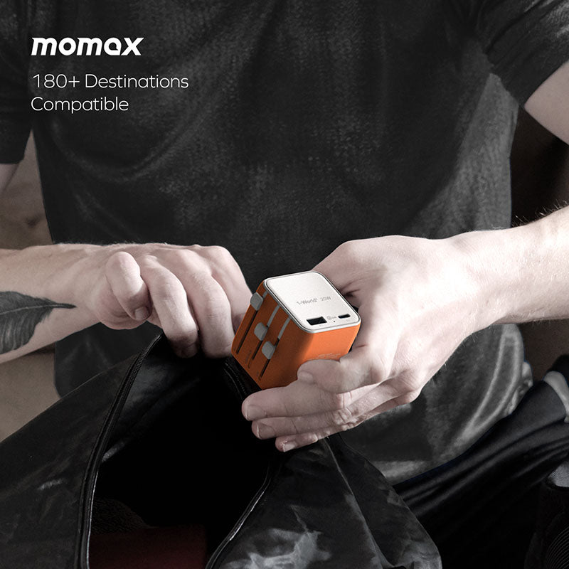 Momax UA29M 1-World² 20W Universal 2-Port USB Travel Adapter - Orange