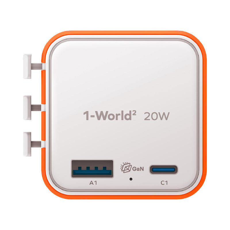 Momax UA29M 1-World² 20W Universal 2-Port USB Travel Adapter - Orange