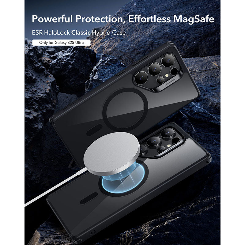 ESR Samsung Galaxy S25 Ultra Classic Hybrid MagSafe Case with HaloLock - Clear Black