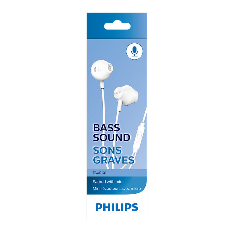 Philips TAUE101WT/00 Wired Earbud with Mic (White)