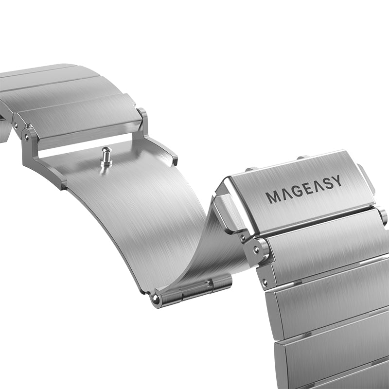 MagEasy Maestro Stainless Steel Apple Watch Band - 42mm / 44mm / 45mm (Silver)