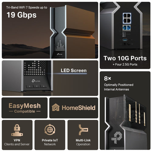 TP-Link Archer BE800 BE19000 Tri Band Wi-Fi 7 Router