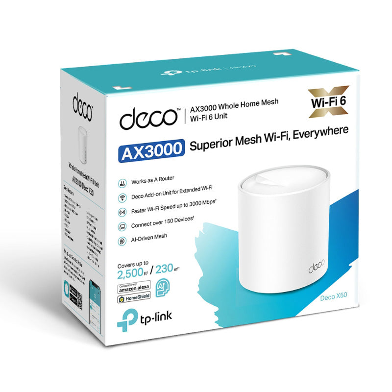 TP-Link Deco X50 AX3000 Whole Home Mesh Wi-Fi 6 System (1-Pack)