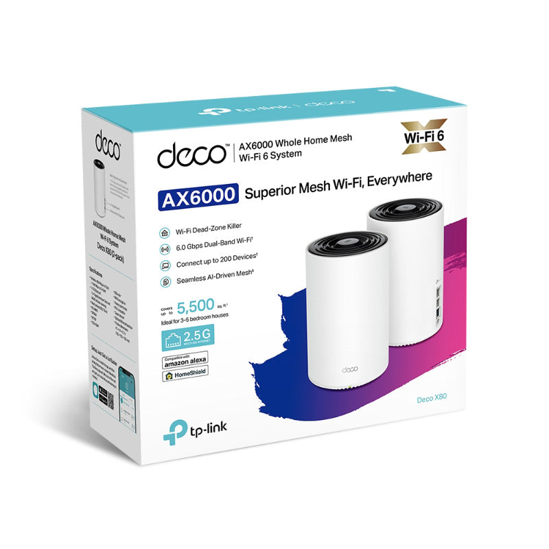 TP-Link Deco X80 AX6000 Dual-Band Mesh Wi-Fi 6 System (2-Pack)