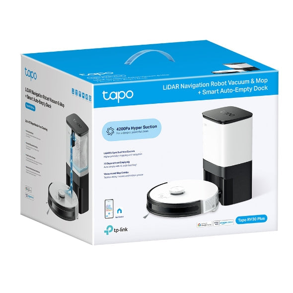 TP-Link Tapo RV30 PLUS Robot Vacuum Cleaner & Auto-Empty Dock