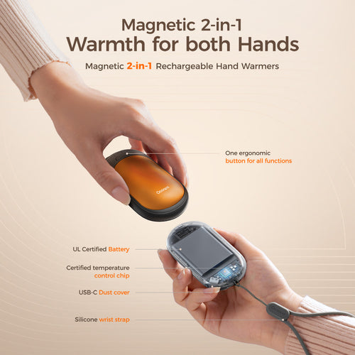 Ocoopa UT3053-OG-BK-Plus UT3 Lite Plus Hand Warmer - Orange/Black (6-Pack)