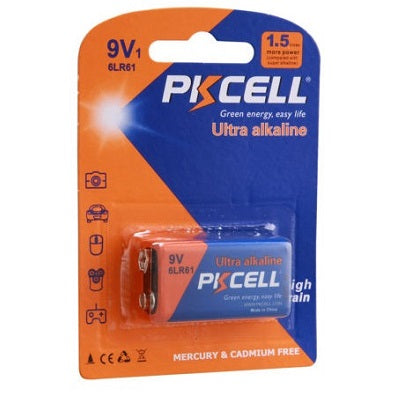 Pkcell Ultra Digital Alkaline Battery 9V/6LR61 1Pcs/Card