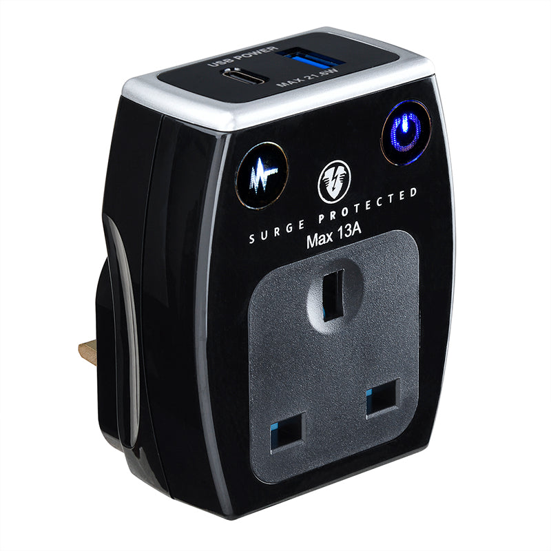 Masterplug SRGAUAC22PB USB Type-C PD22W Surge Adapter (Black)
