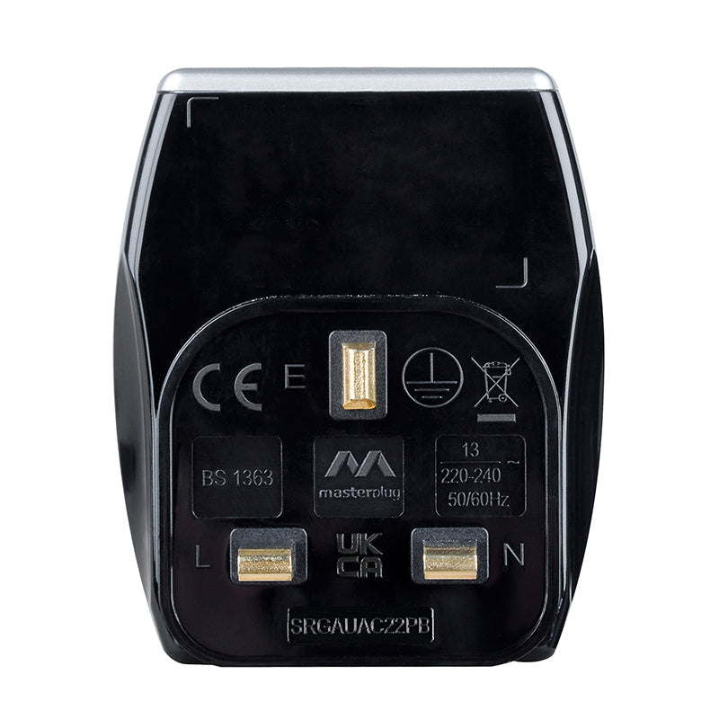 Masterplug SRGAUAC22PB USB Type-C PD22W Surge Adapter (Black)