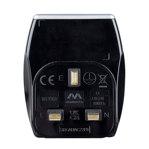 Masterplug SRGAUAC22PB USB Type-C PD22W Surge Adapter (Black)
