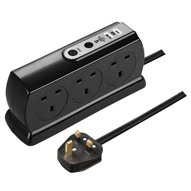 Masterplug SRGDSUAC2062PB 6 Socket 2M Surge+Switched Extension w