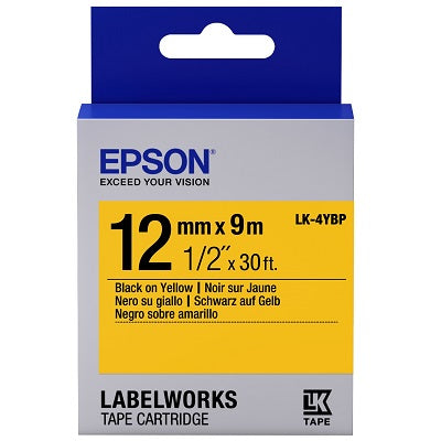 Epson Black on Yellow Tape 12mm x 9m (LK-4YBP)
