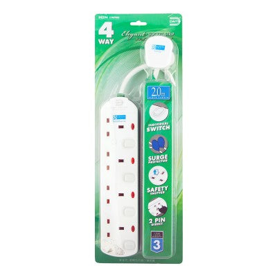 Daiyo DE294 4 Way 2M Socket Strip with Surge Protector