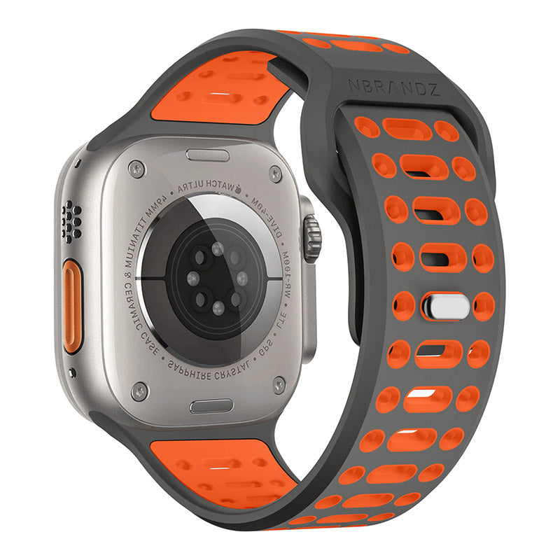 N.Brandz N-SB249-GO/Sport Apple Watch 1-10/SE Band 2 49/46/45/44/42mm (Grey Orange)