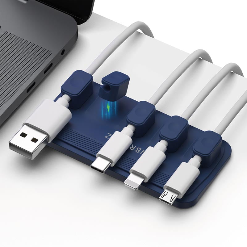 N.Brandz N-ORG05-BL Magnetic Cables Organiser with 5 Magnets Point (Blue)
