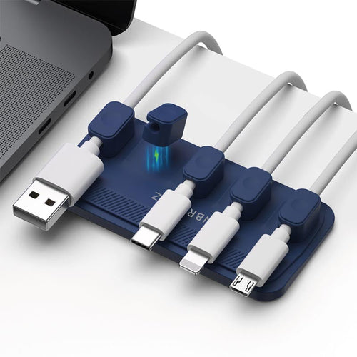 N.Brandz N-ORG05-BL Magnetic Cables Organiser with 5 Magnets Point (Blue)