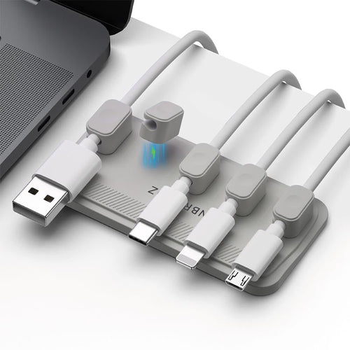 N.Brandz N-ORG05-GY Magnetic Cables Organiser with 5 Magnets Point (Grey)