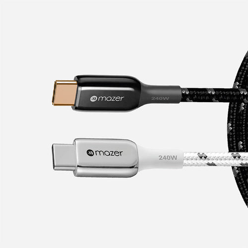 Mazer M-COMBO25-01-WH USB-C 240W 2.5M Cable + 50CM 240W Cable Bundle (White)