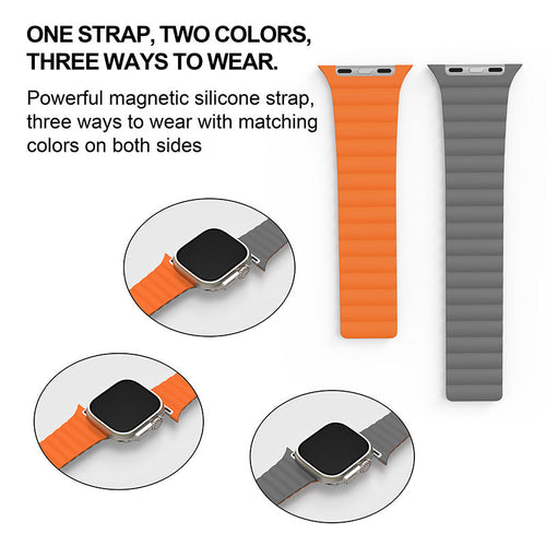 N.Brandz Urbanlife/N-WB49-LINKRE-OG/LINK 49mm/45mm/44mm/42mm Orange Grey Reversible Apple Watch Bands