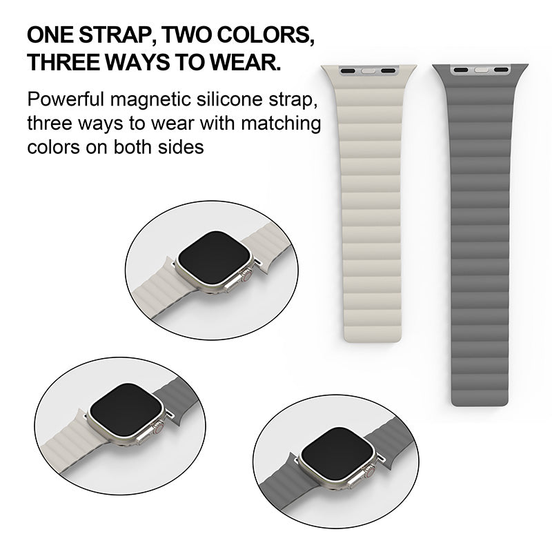N.Brandz Urbanlife/N-WB49-LINKRE-WG/LINK 49mm/45mm/44mm/42mm-White Grey Reversible Apple Watch Bands