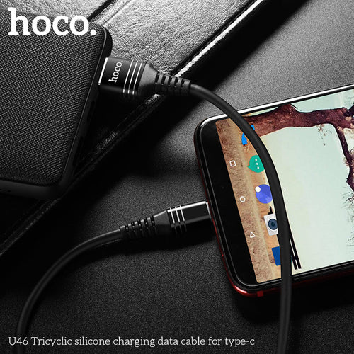 Hoco U46 Silicone USBA to Type-C USB2.0 2.1A Cable 1M (Silver)