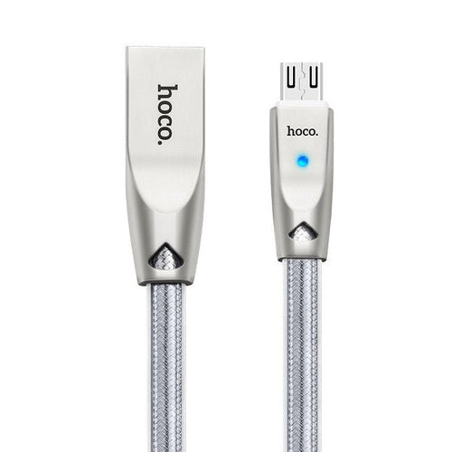 Hoco U9 Knitted USB A to Micro USB Charging Cable 1M Silver