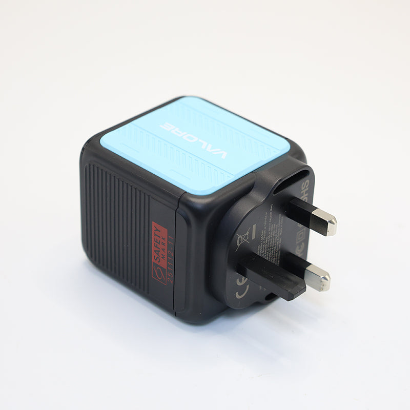 Valore PD70W GaN Wall Charger with Built-in USB-C Cable (PA-030) - Blue