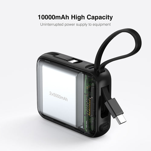 Valore 22.5W 10000mAh Power Bank with Dual Built-in Cables CCC Certified (PD66) - Black