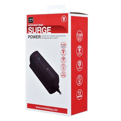 Masterplug SRGD62MB-MPA 13A 6 Socket Surged (Matt Black)