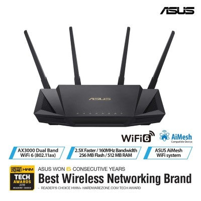 Asus RT-AX58U AX3000 Dual Band Smart Wifi6 Router