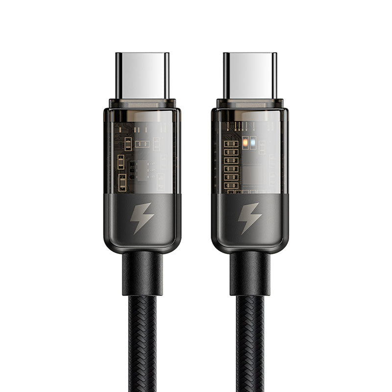 Mcdodo CA-2841 Auto Power Off PD100W C-C Transparent Data Cable (1.8M) - Black